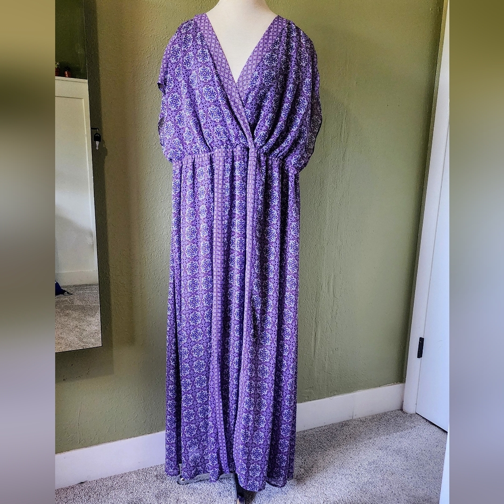 Lane Bryant Purple Patterned Dress NWT Size 26/28